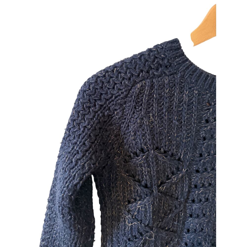 AllSaints Chunky Knit Back Zipper Detail Sweater Black 4 - Picture 3 of 5